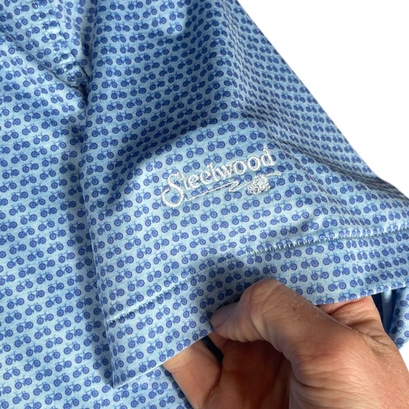 Peter Millar Summer Comfort Blue AOP Shirt All-Over Bicycle Print Polo Shirt 2XL - Picture 3 of 9